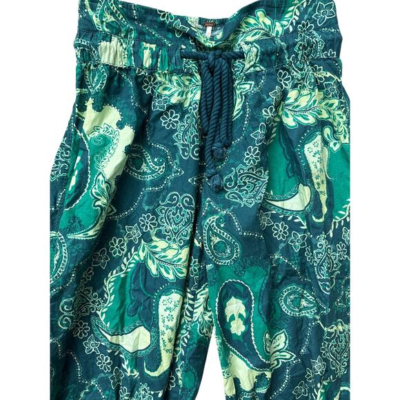 Free People Afterglow Paisley Woven Joggers Pants Lagoon Combo Size Small - Picture 5 of 11